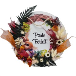 Round painting, Easter Holidays, decorated with dried flowers, wreath shape, 30 cm